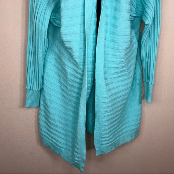 XL Mint Blue Vibrant Knit Sweater Womens Long Sleeve Open Front - Picture 4 of 13